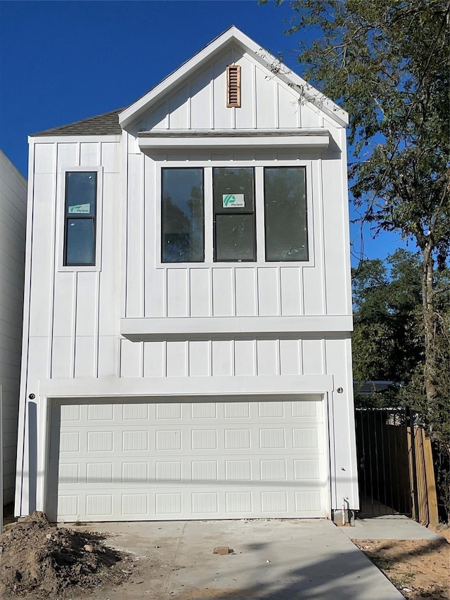 exterior space with a garage