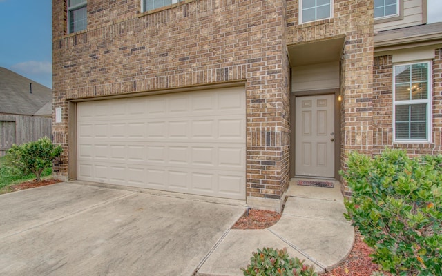 exterior space with a garage