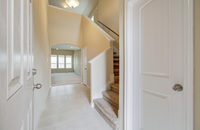 foyer with light tile patterned flooring