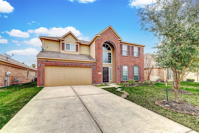 view of front of home featuring a garage and a front yard