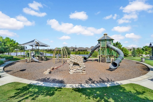 communal playground with a yard