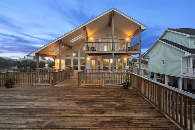 view of deck at dusk