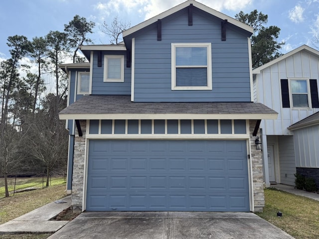 view of front property with a garage