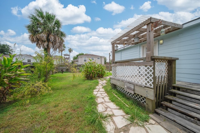 view of yard with a pergola