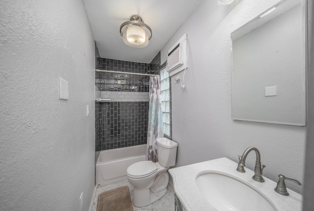 full bathroom featuring vanity, toilet, and shower / bath combo