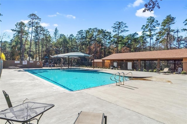 view of pool featuring a patio