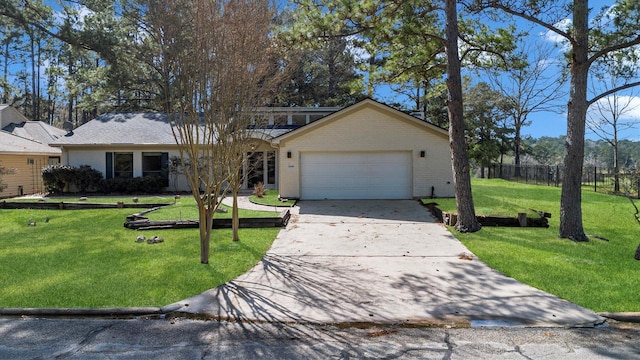 view of front of property featuring a garage, brick siding, and concrete driveway