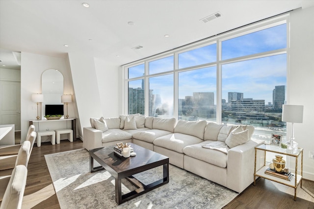 living room featuring hardwood / wood-style floors