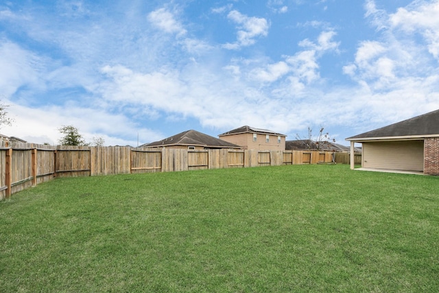 view of yard featuring a fenced backyard