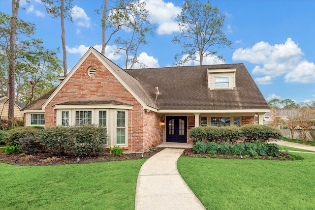 view of front of property featuring a front lawn