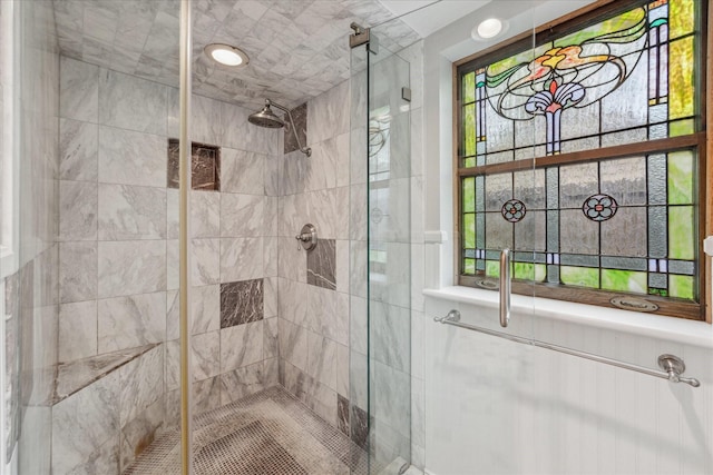 bathroom featuring walk in shower