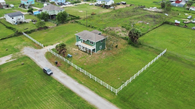 drone / aerial view with a rural view