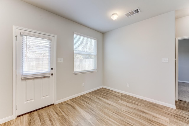 interior space with light hardwood / wood-style floors