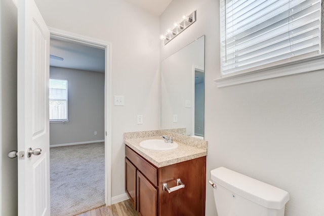 bathroom with toilet and vanity