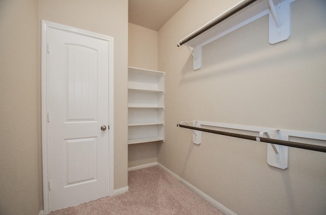 spacious closet featuring light carpet