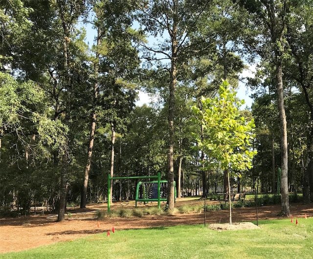 view of jungle gym featuring a yard