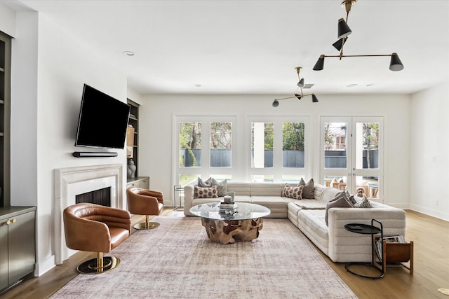 living room featuring light hardwood / wood-style flooring