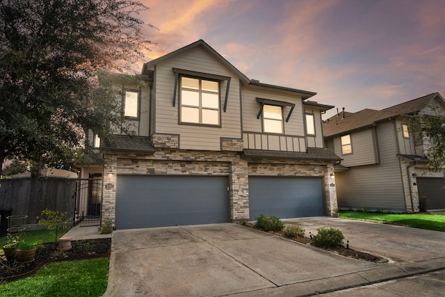 view of front of house with a garage