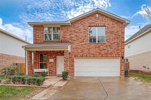 view of front property featuring a garage and a porch