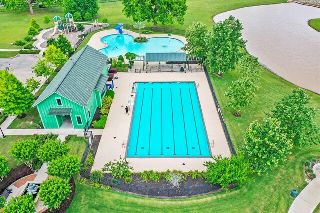 4410 Southpoint Way S, Fulshear, TX 77441 - drone / aerial view with a water view