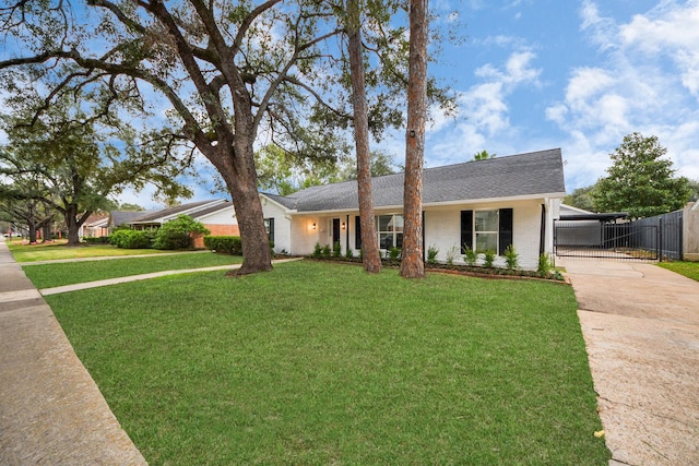 ranch-style house featuring a front yard and a carport