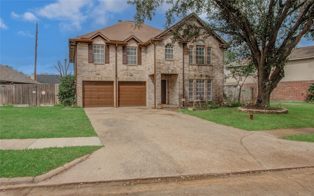 front of property featuring a front lawn and a garage