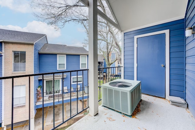 balcony with central air condition unit