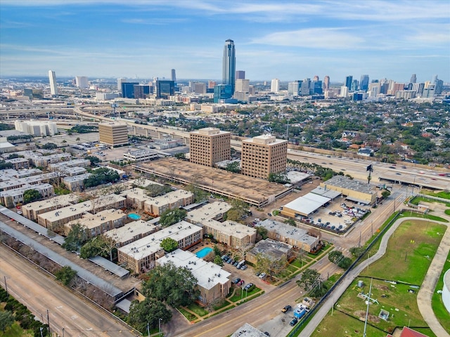 drone / aerial view featuring a city view