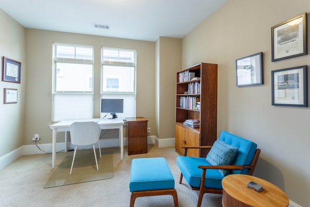 view of carpeted office space