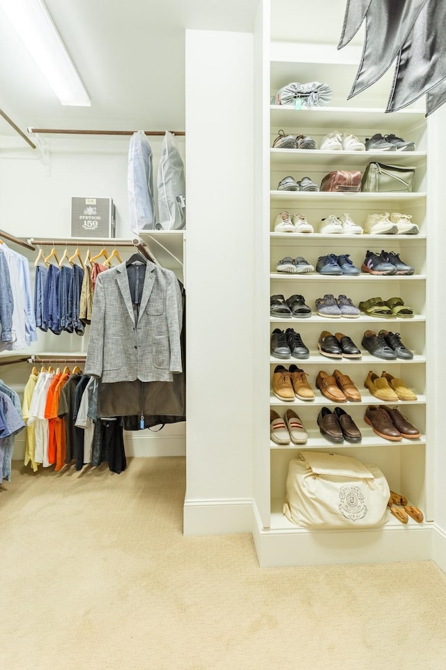 walk in closet with carpet