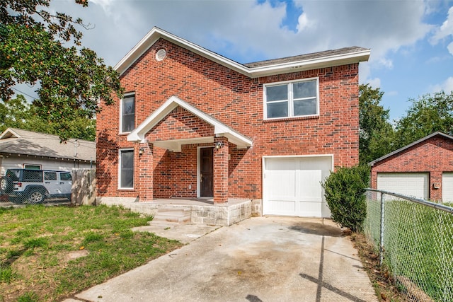 view of front property with a garage