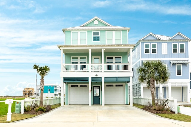 beach home featuring a garage