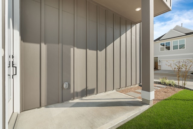 doorway to property with board and batten siding