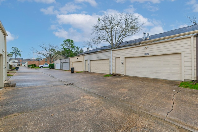 garage with a residential view