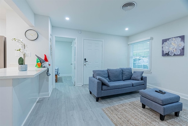 living room featuring light hardwood / wood-style flooring