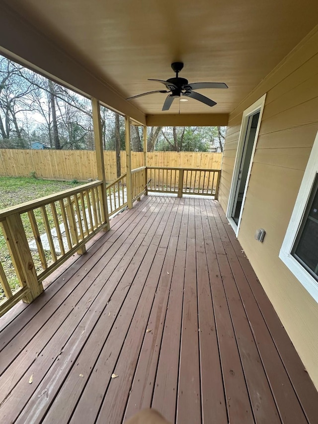 deck featuring ceiling fan