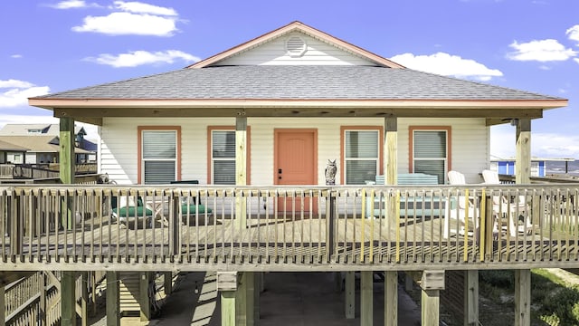 view of front of property featuring a deck