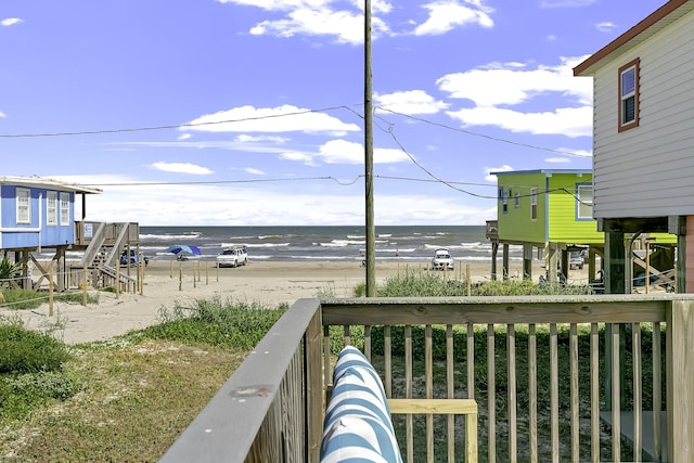 view of water feature with a view of the beach