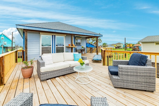 deck featuring outdoor lounge area