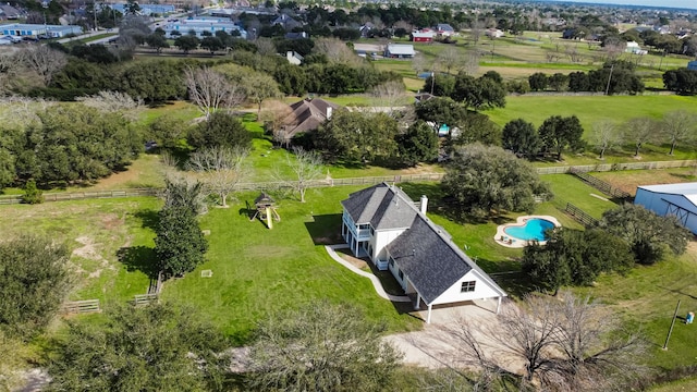 bird's eye view with a rural view