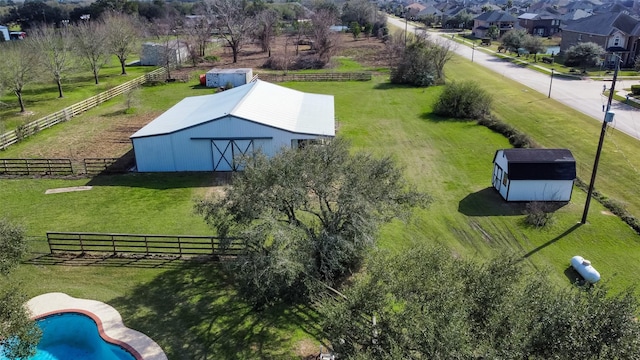 aerial view featuring a rural view