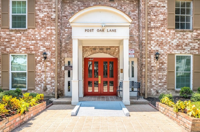 view of exterior entry with french doors