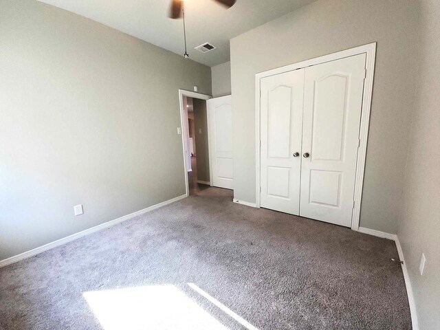 24827 Colony Meadow Trl, Houston, TX 77336 - unfurnished bedroom featuring carpet flooring, baseboards, a closet, and a ceiling fan