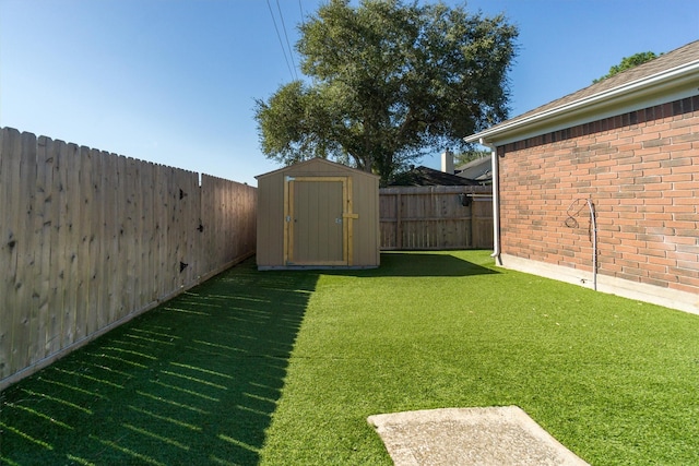 view of yard with a shed