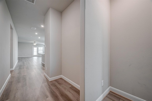 hall featuring light wood-type flooring