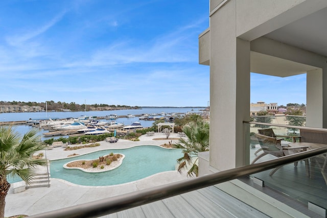 pool with a water view