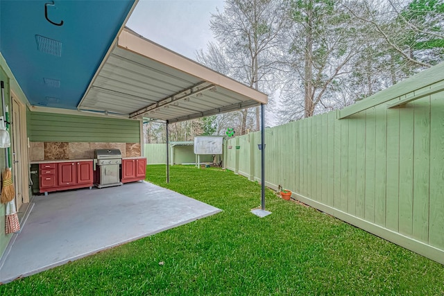 view of yard with a fenced backyard