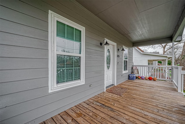 deck featuring a porch