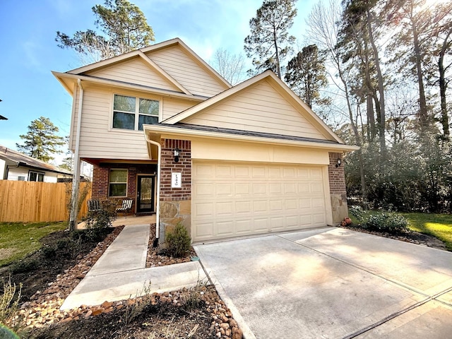 view of front of property featuring a garage