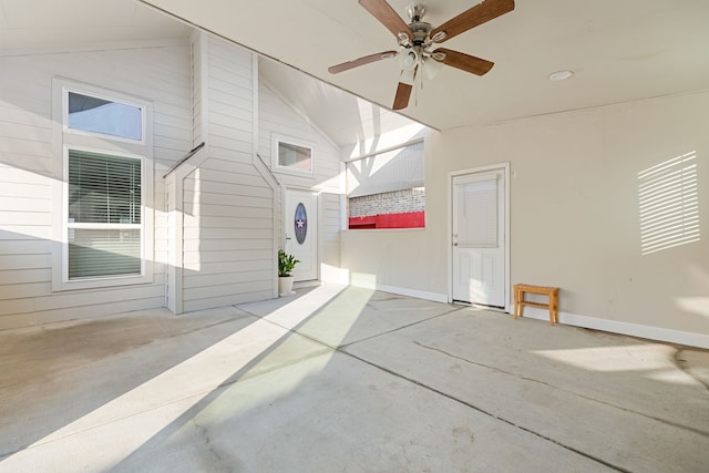 interior space featuring a ceiling fan